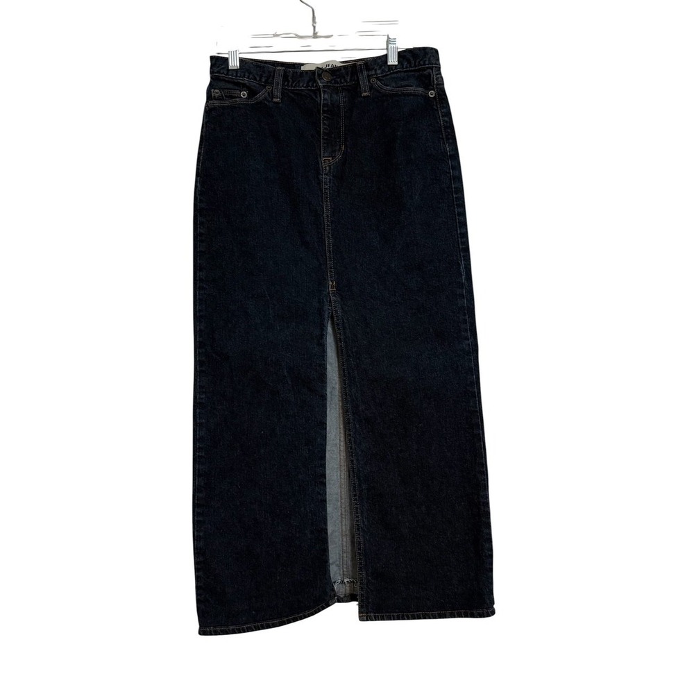 Gap Denim Maxi Skirt M Dark Wash Front Slit Y2K Womens size 4